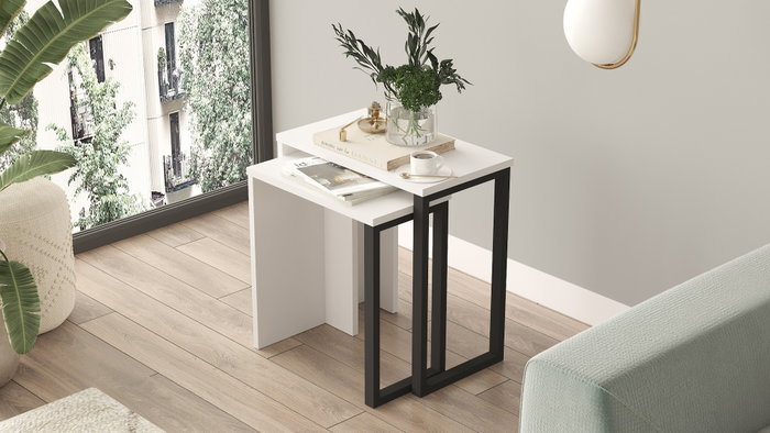 Hanah Home Mesas nido On7-W Blancas